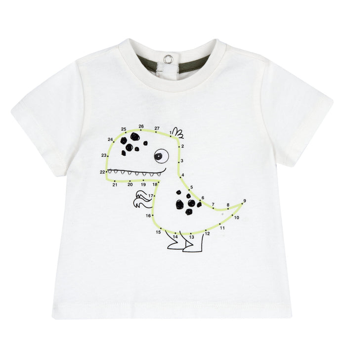 T Shirt Manica Corta Bianco Fantasia
