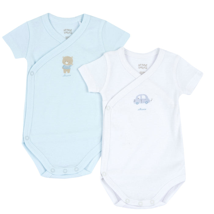 Set 2 Body Incrociato Manica Corta Azzurro