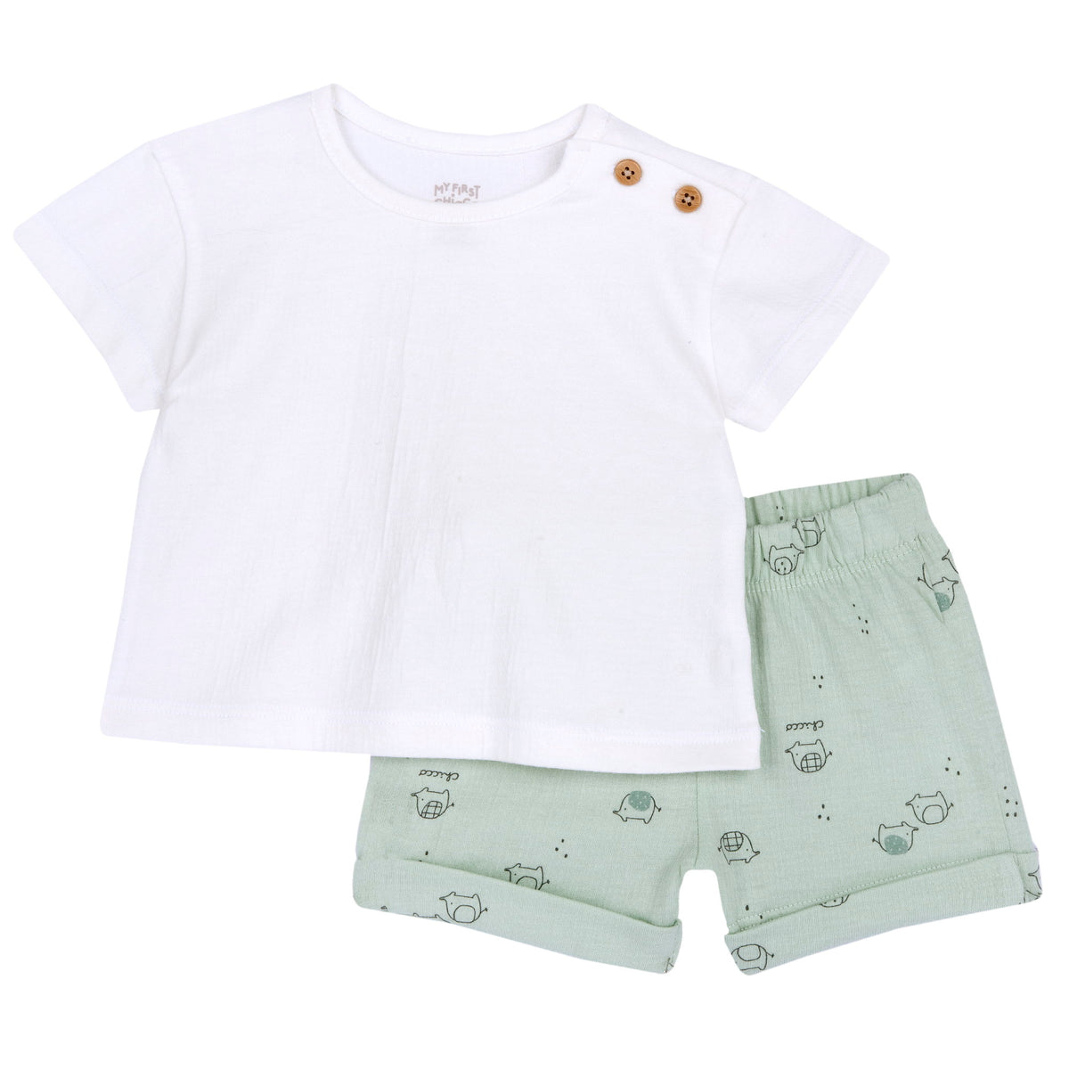 Set 2 Pz T Shirt E Pantaloni Corti Verde