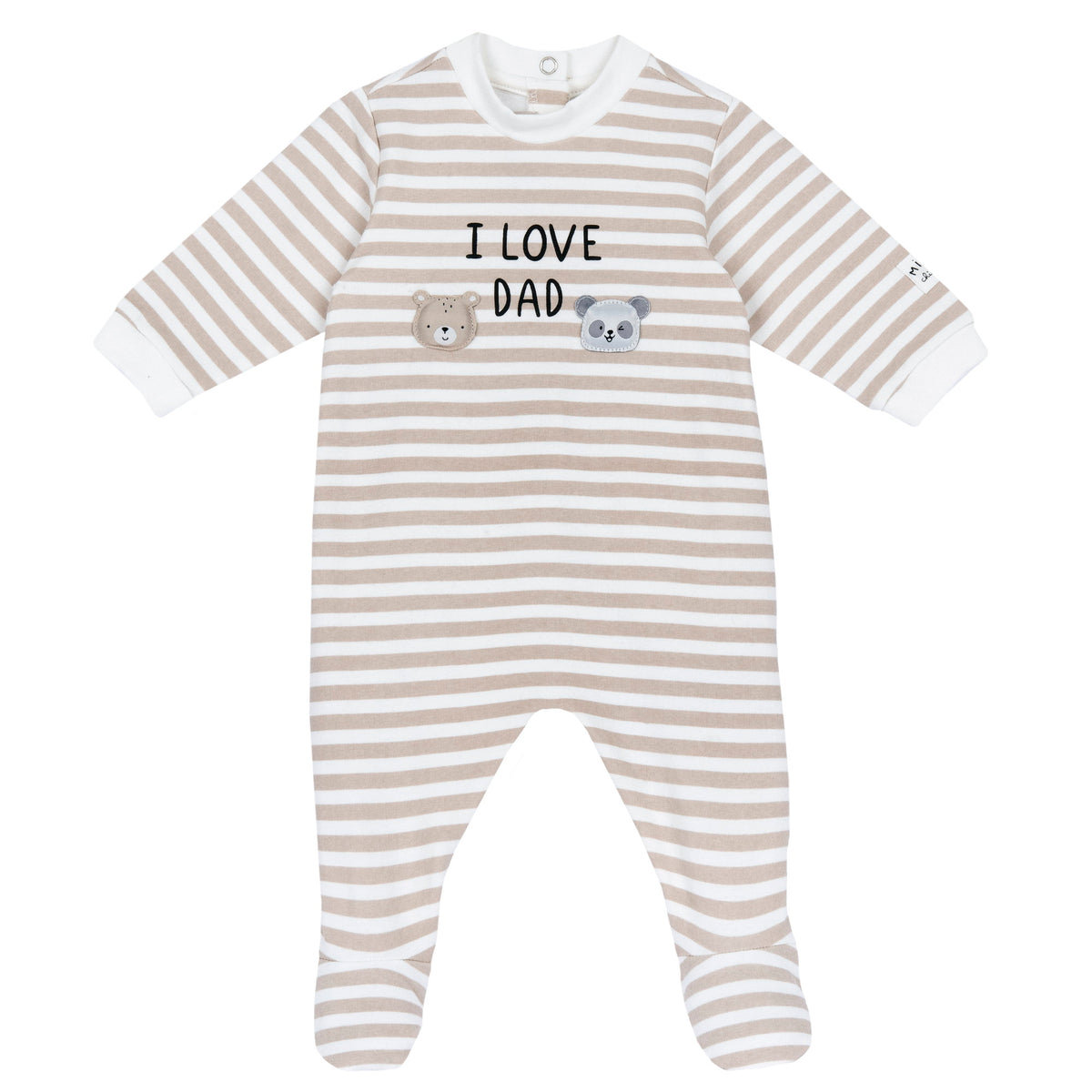 Tutina In Cotone Rigata Beige