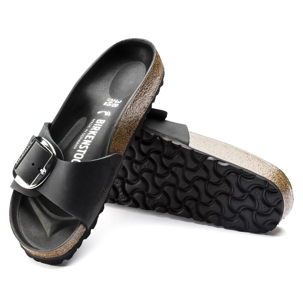 Madrid Big Buckle Black Oiled Leather