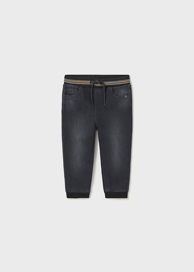 Pantalone Jogger Soft Denim Nero