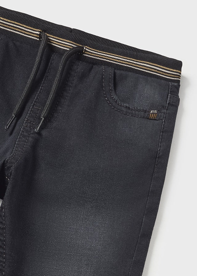 Pantalone Jogger Soft Denim Nero