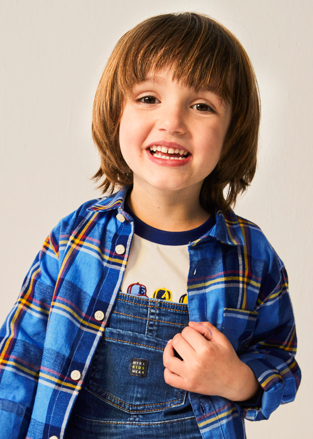Camicia Manica Lunga Quadri Cielo