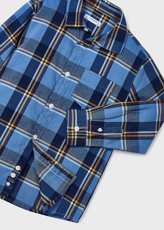 Camicia Manica Lunga Quadri Cielo