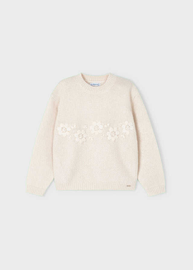 Maglione Fiori Ricamo Zenzero