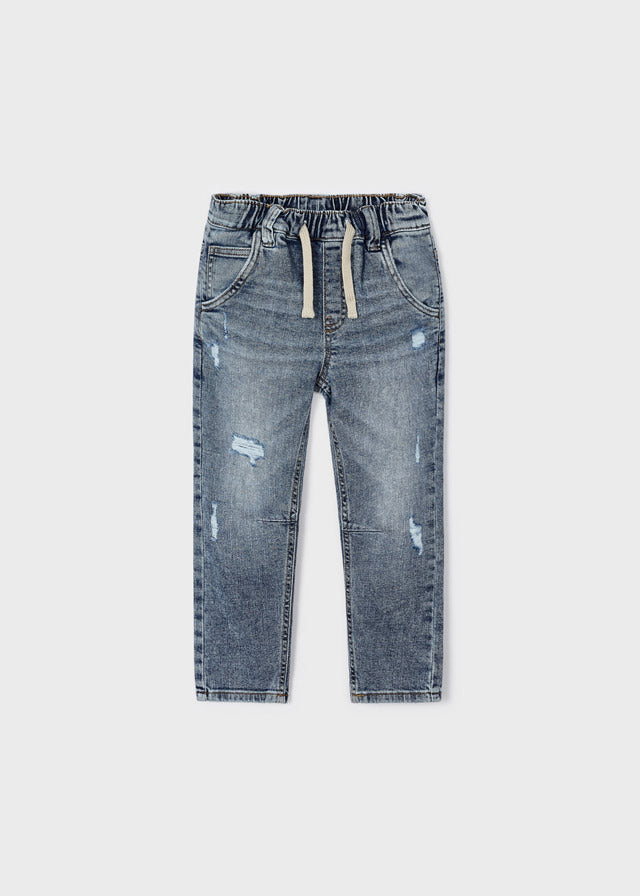 Pantalone Denim Jogger Rotti Dirty Blu