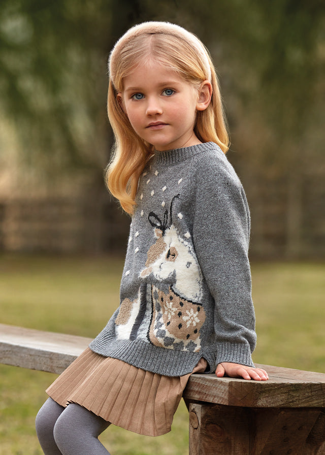 Vestito Tricot con Motivi Argento