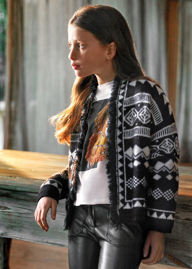 Cardigan Tricot Fantasia Nero