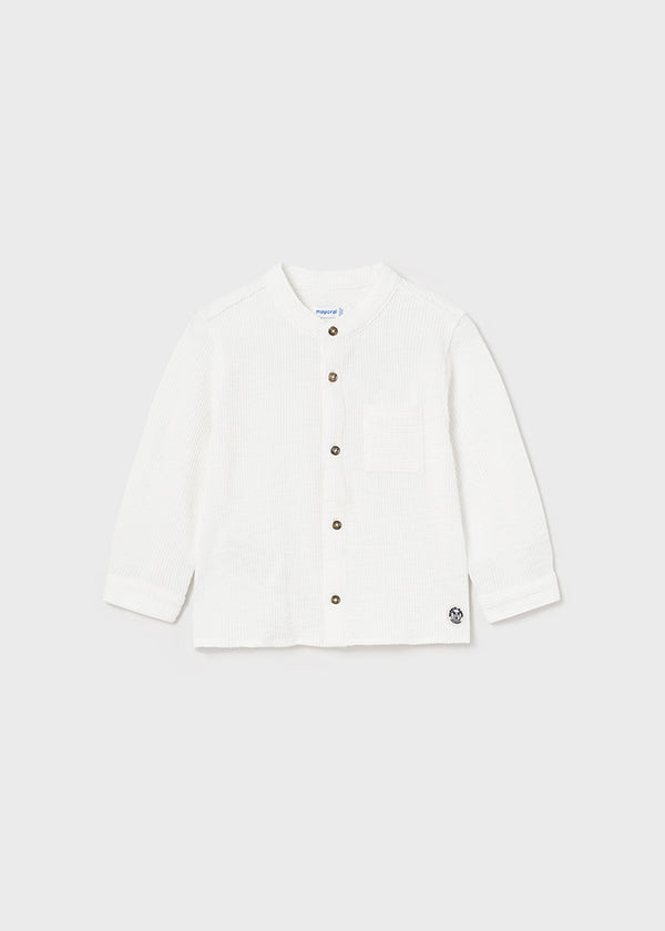 Camicia Coreana Bianca Manica Lunga