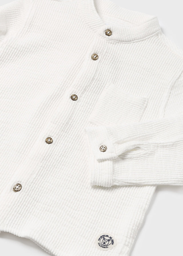 Camicia Coreana Bianca Manica Lunga