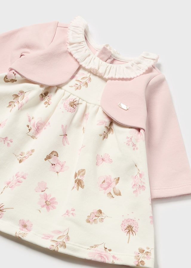 Vestito Bianco con Coprispalla Rosa