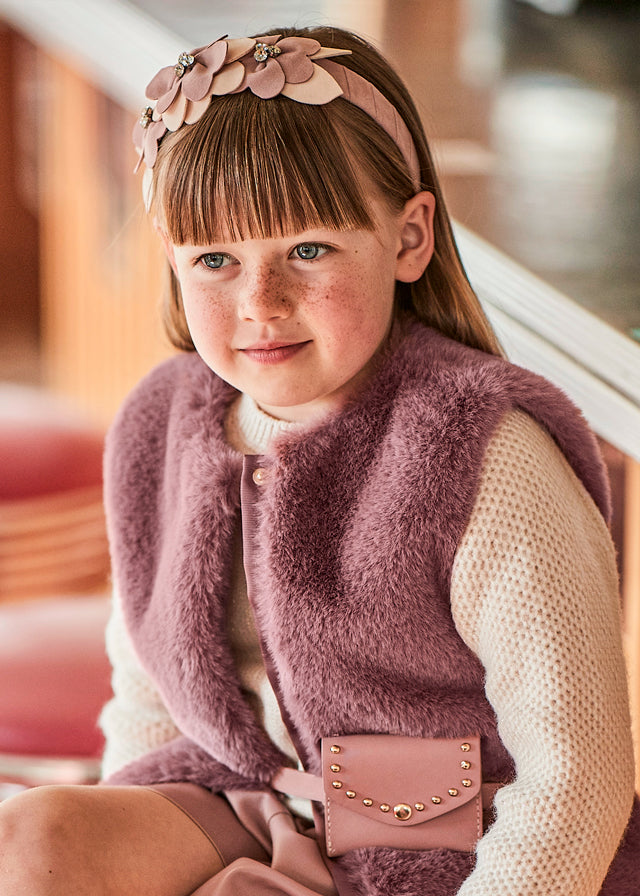 Gilet Pellicciotto Viola con Cintura