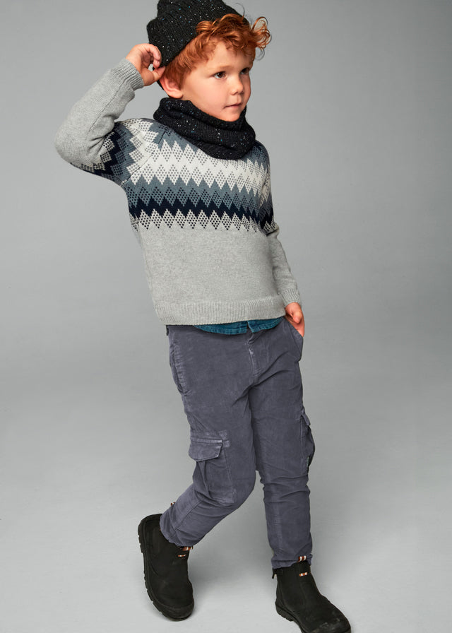 Pantalone Grigio Cargo Panno