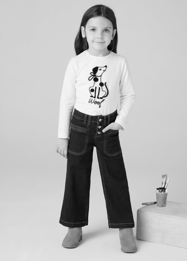Pantalone Wide Leg Blu Denim Scuro