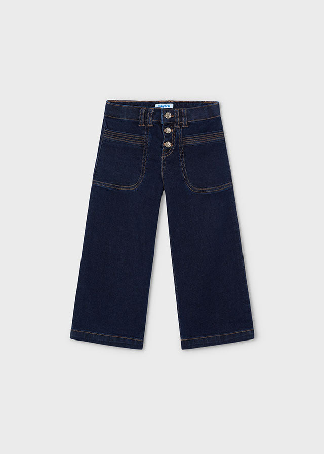 Pantalone Wide Leg Blu Denim Scuro