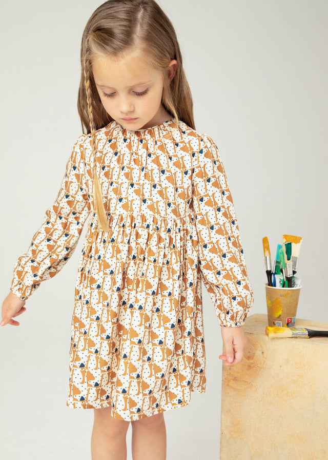 Vestito Caramello Fantasia Stampato