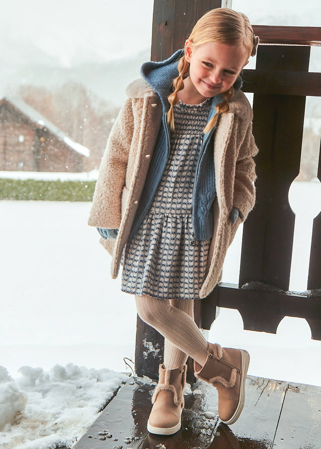 Vestito Celeste Velluto Stampato