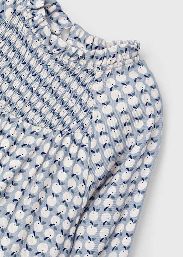 Vestito Celeste Velluto Stampato