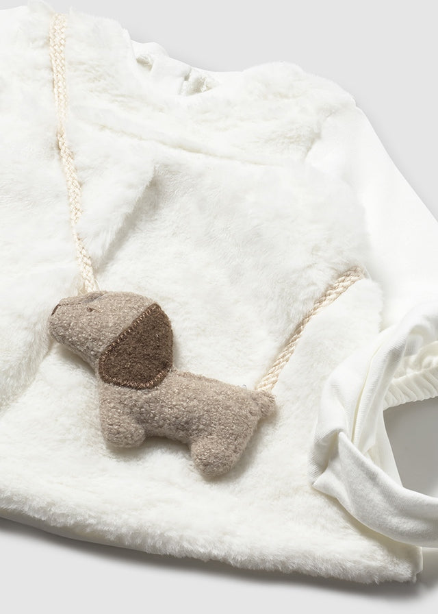 Vestito Combinato Pelo Ecru