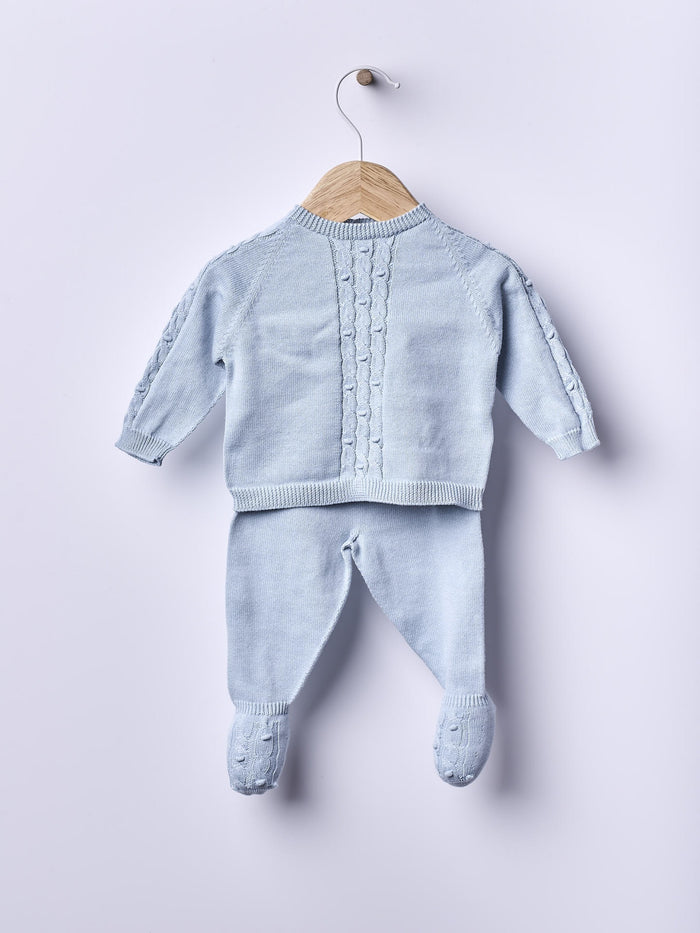 Maglione Azzurro Trecce Cotone Organico