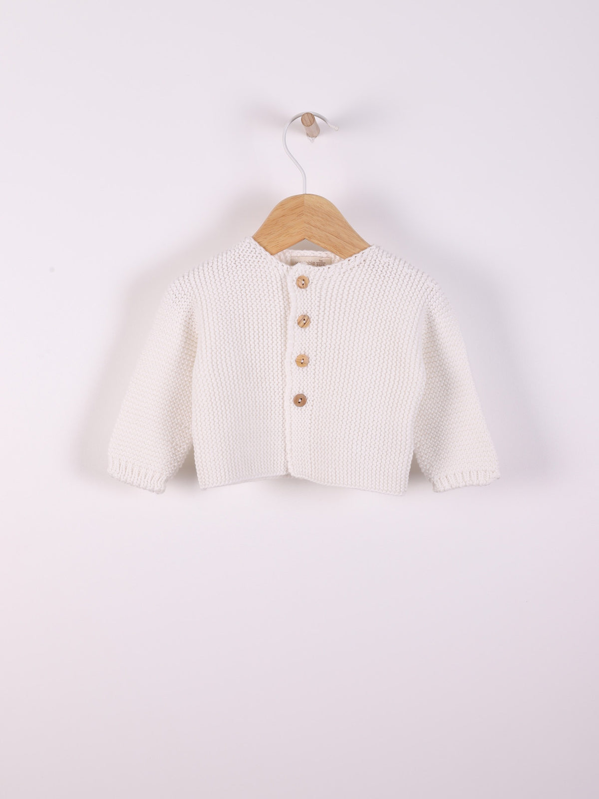 Cardigan Bianco In Cotone Organico