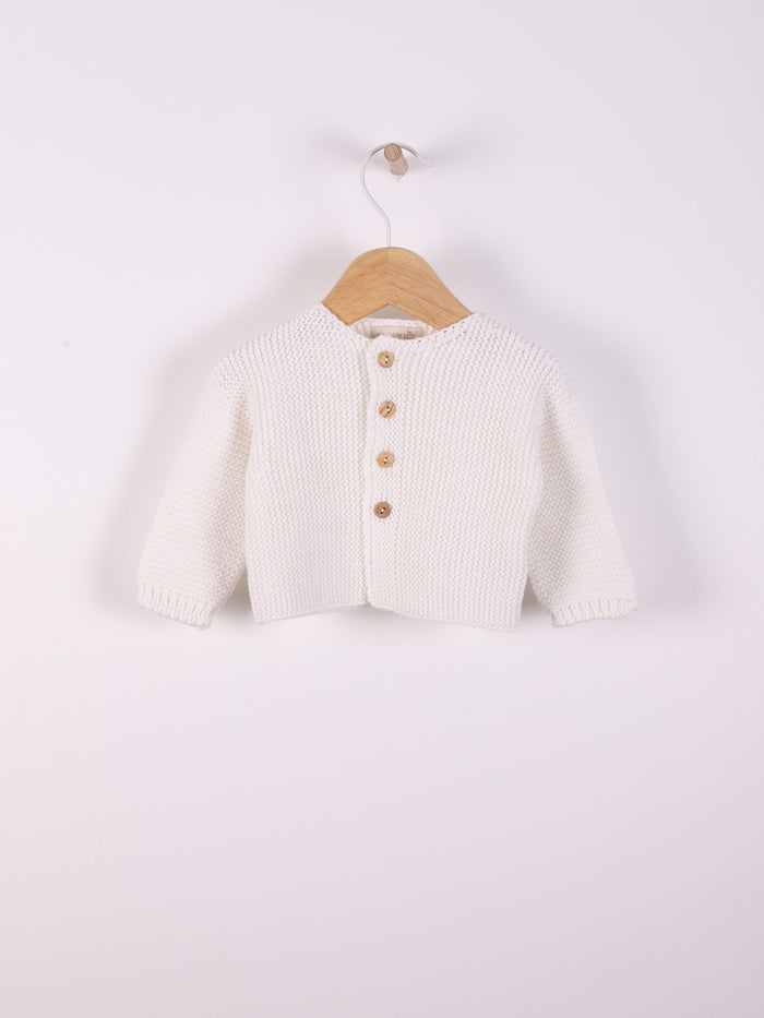 Cardigan Bianco In Cotone Organico