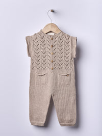 Salopette Beige In Cotone Organico