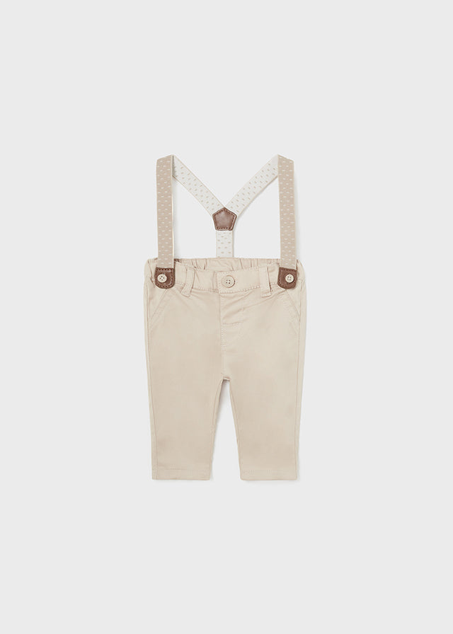 Pantalone Lungo Bretelle Beige