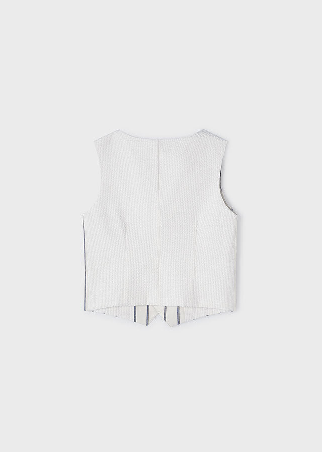 Gilet Bianco Righe in Lino