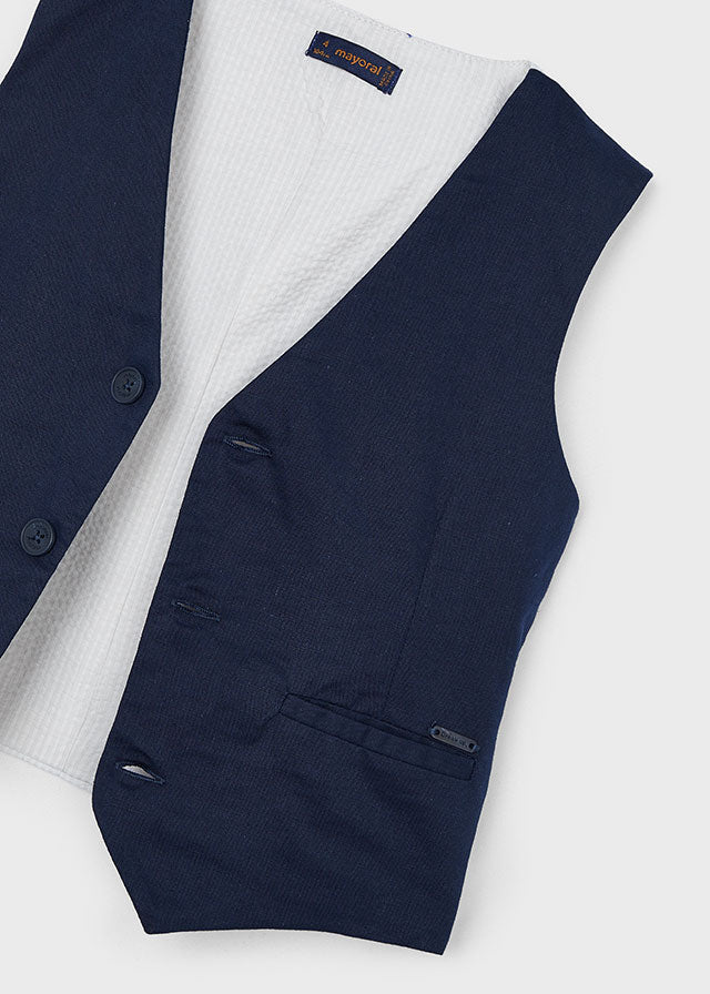 Gilet Blu in Lino Suiting