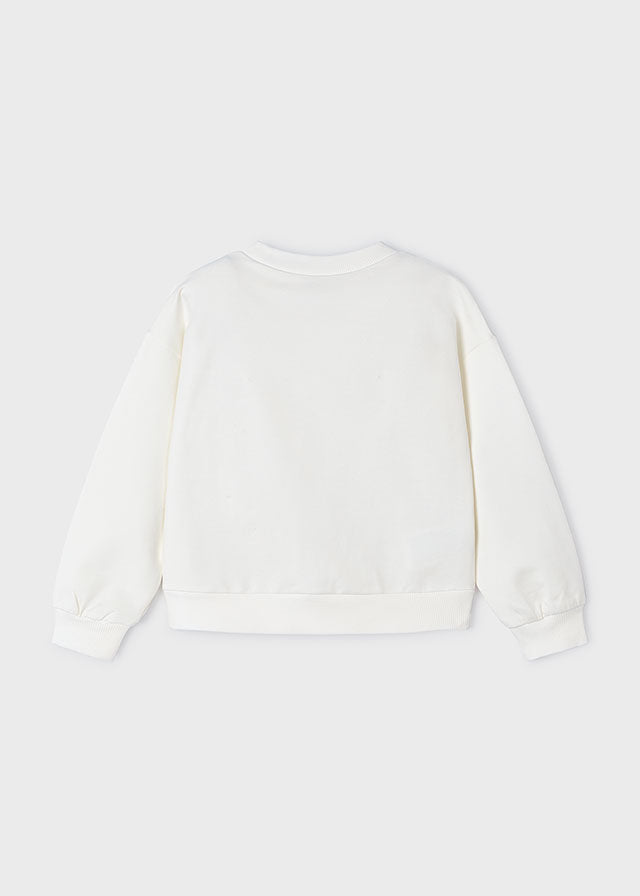 Pullover Bianco Ricamato Palm