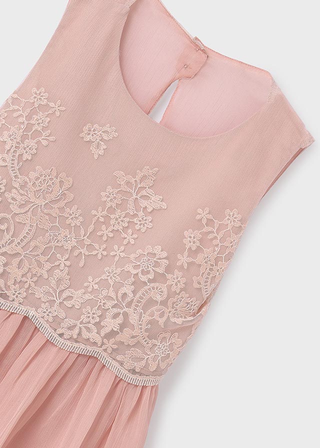 Vestito Rosa Fiori Cuciti