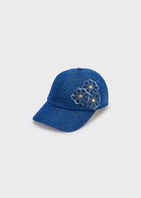 Cappello Blu Twill Fiore