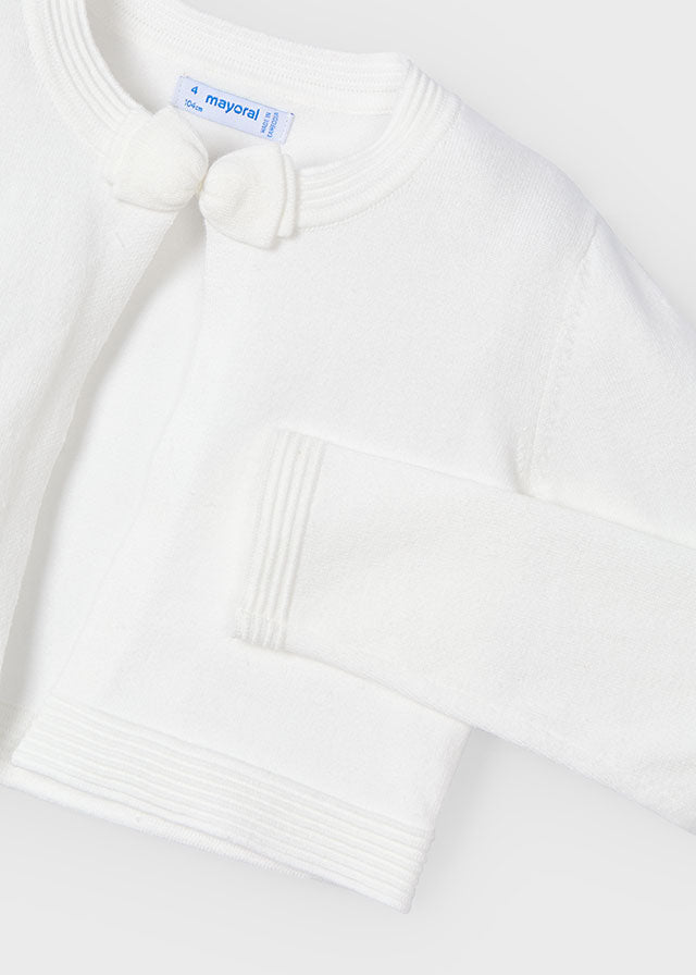 Cardigan Tricot Basico Girocollo Ecru