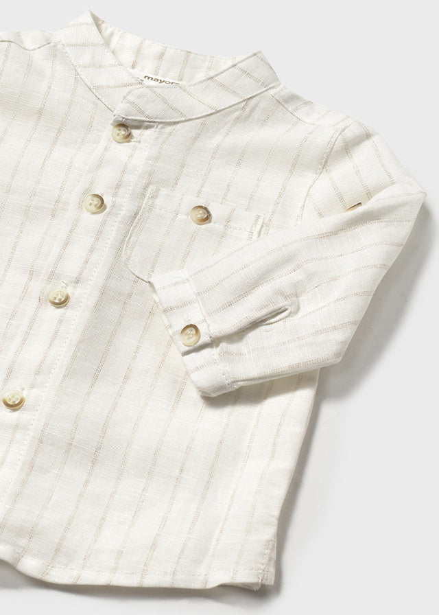 Camicia Collo Coreano Bco-Lino