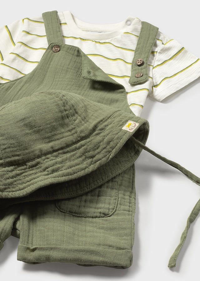 Completo Salopette Bambula 3 Pezzi Salvia