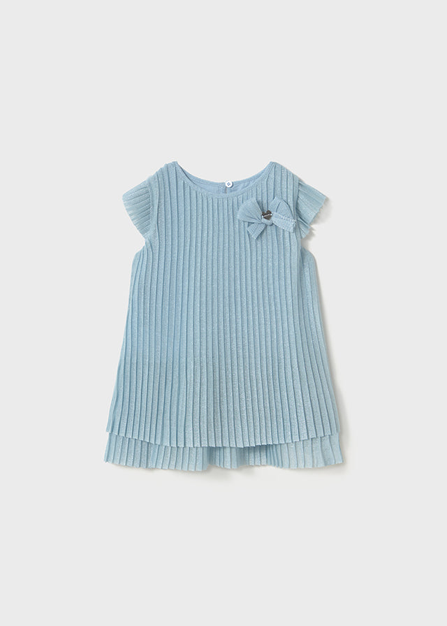 Vestito Tulle Plissettato Cielo