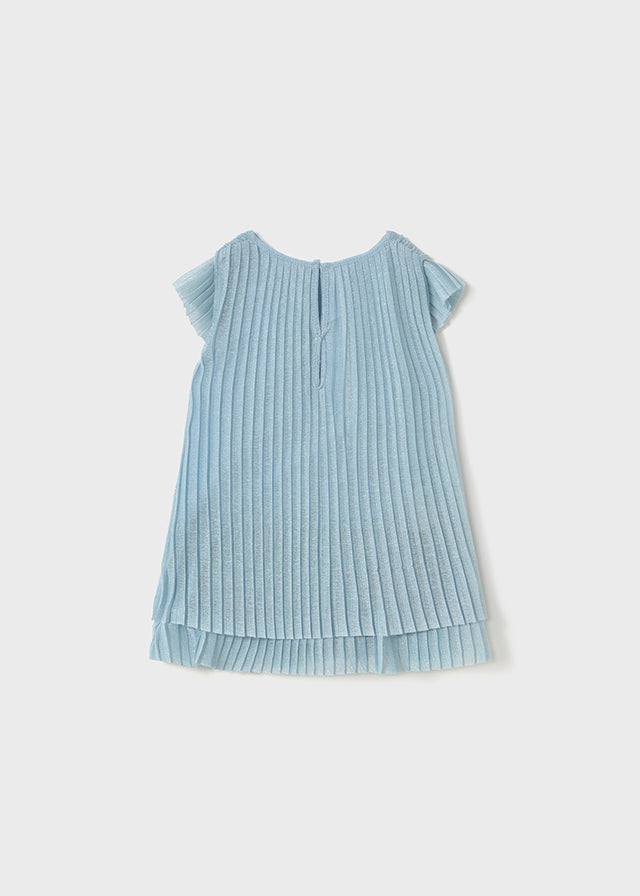 Vestito Tulle Plissettato Cielo