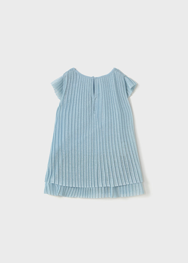 Vestito Tulle Plissettato Cielo