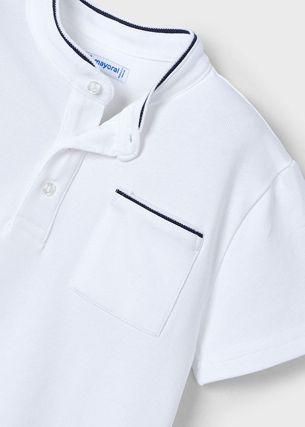Polo Corta Colletto Alla Corean Bianco