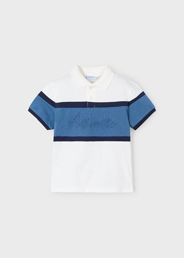 Polo Corta Color Block Panna