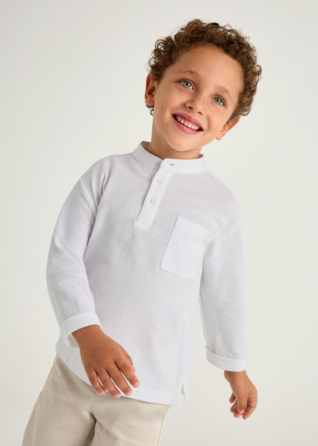 Polo Collo Mao Bianco