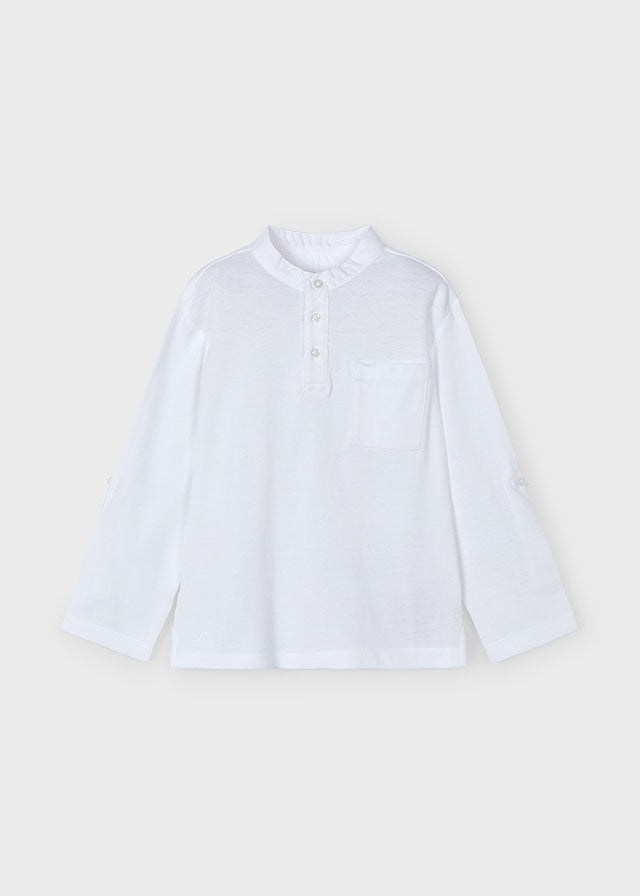 Polo Collo Mao Bianco