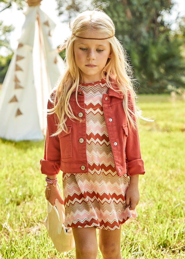 Vestito A Maglia Fantasia Salmone