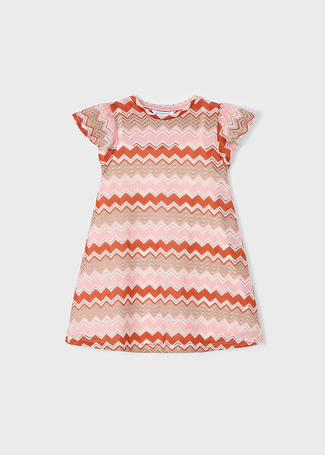 Vestito A Maglia Fantasia Salmone