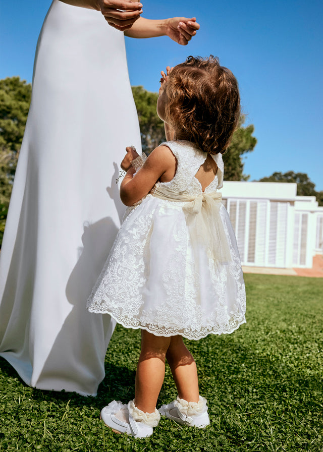 Vestito Organza Ricamato Panna