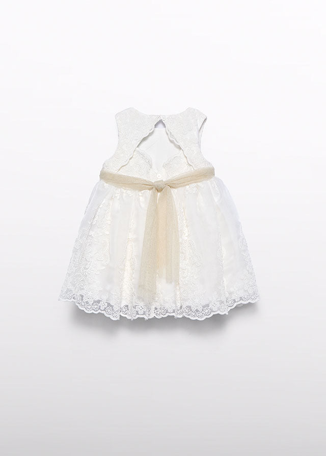 Vestito Organza Ricamato Panna