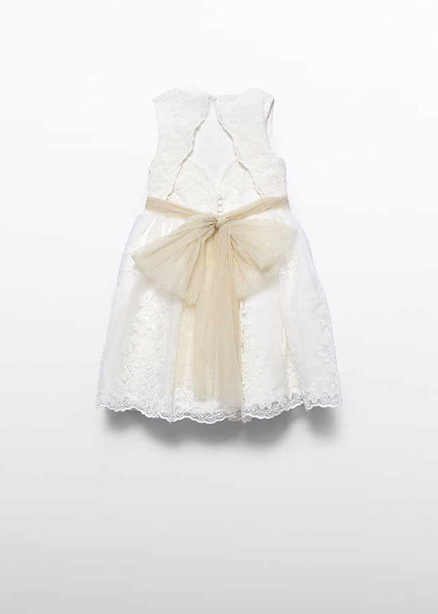 Vestito Organza Ricamato Panna