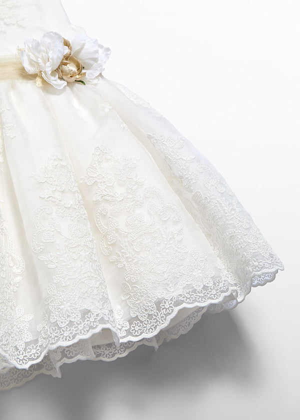 Vestito Organza Ricamato Panna